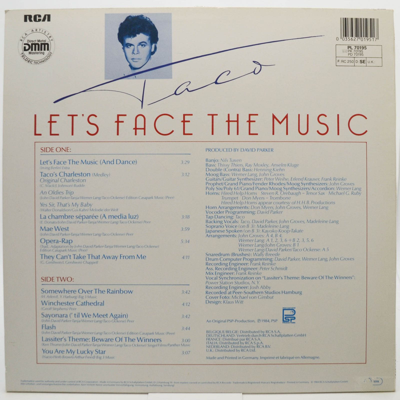 Виниловая пластинка Taco — Let's Face The Music, 1984