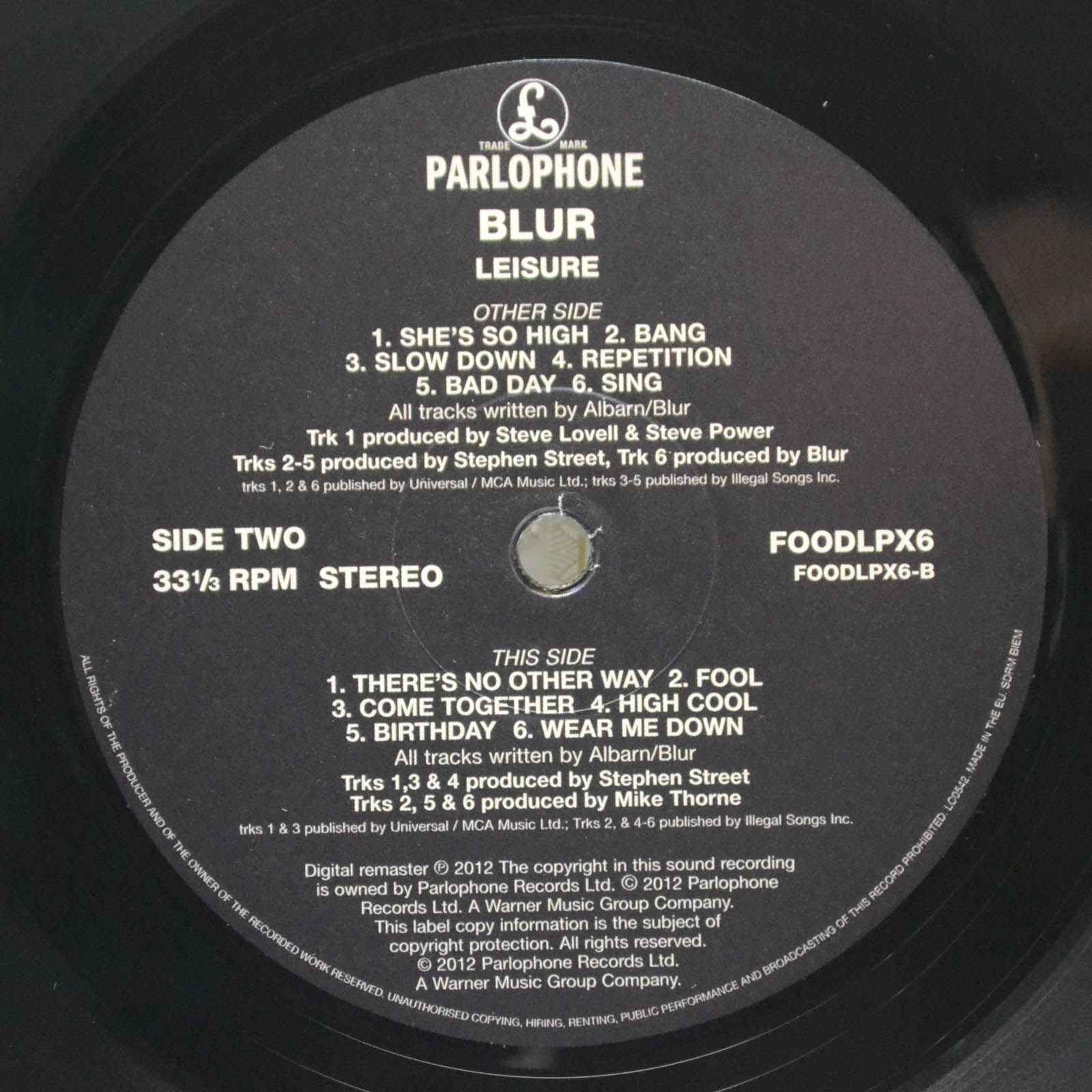 Виниловая пластинка Blur — Leisure, 1991