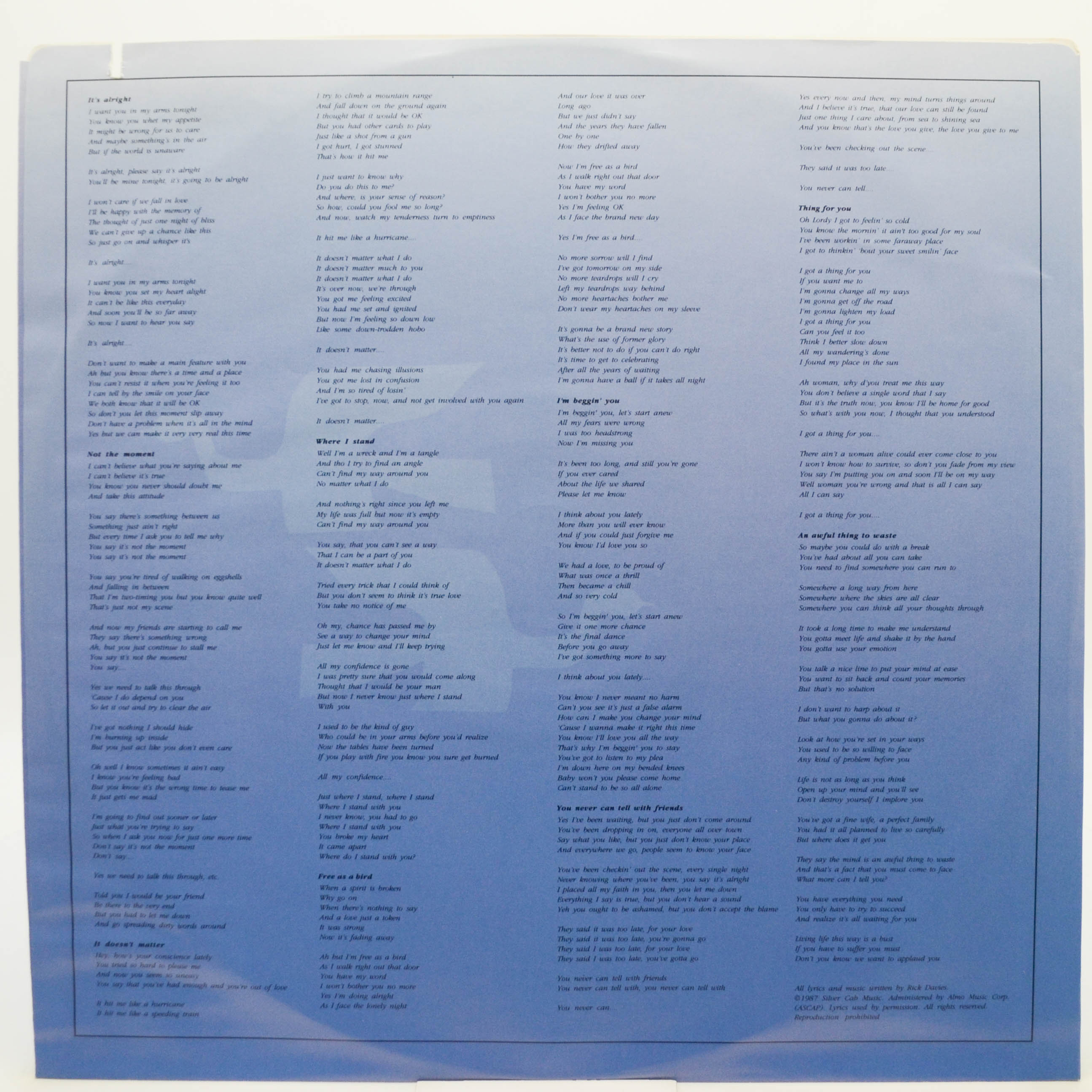 Виниловая пластинка Supertramp — Free As A Bird, 1987