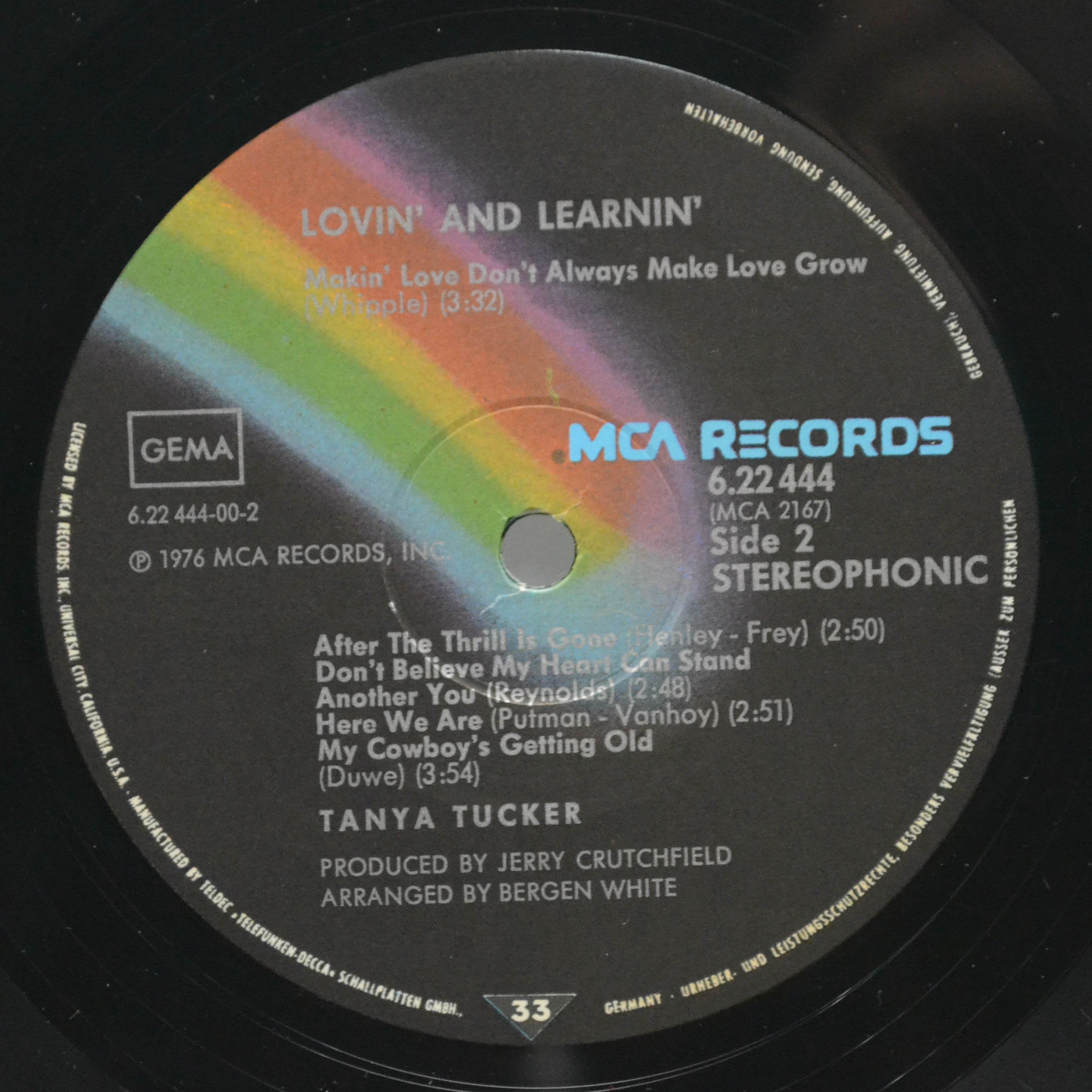 Виниловая пластинка Tanya Tucker — Lovin' And Learnin', 1976