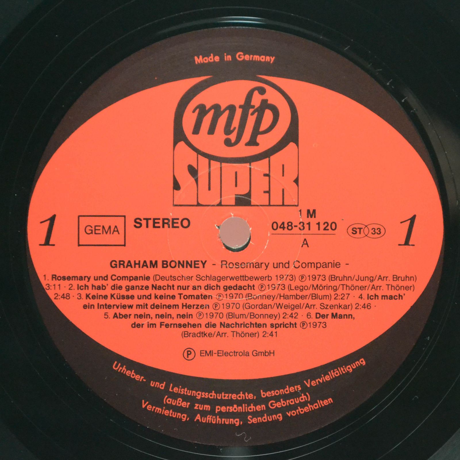 Виниловая пластинка Graham Bonney — Rosemary und Companie, 1973