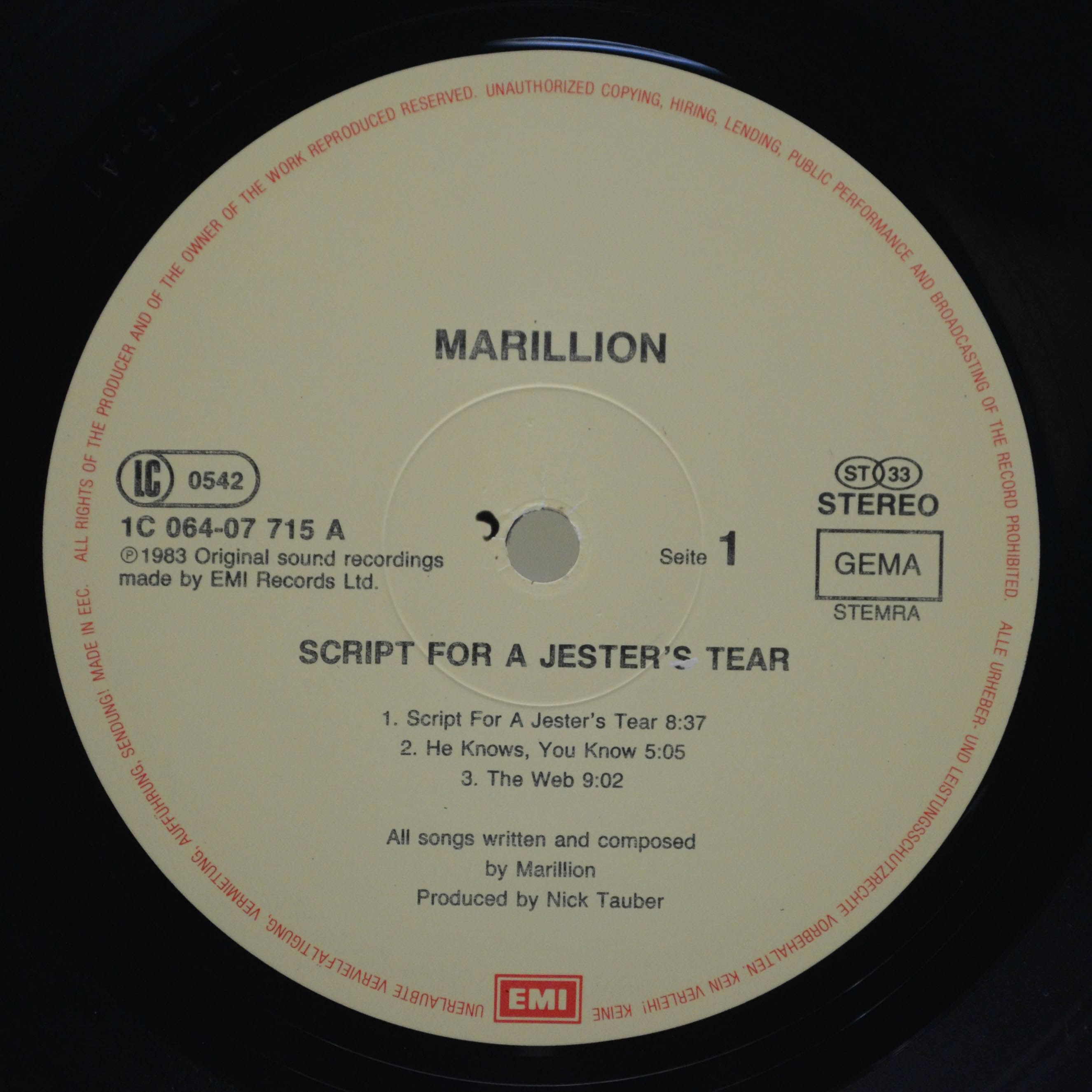 Marillion — Script For A Jester's Tear, 1983