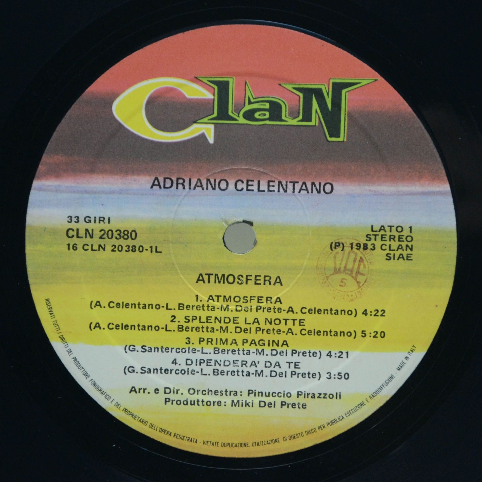 Adriano Celentano — Atmosfera (1-st, Italy, Clan), 1983