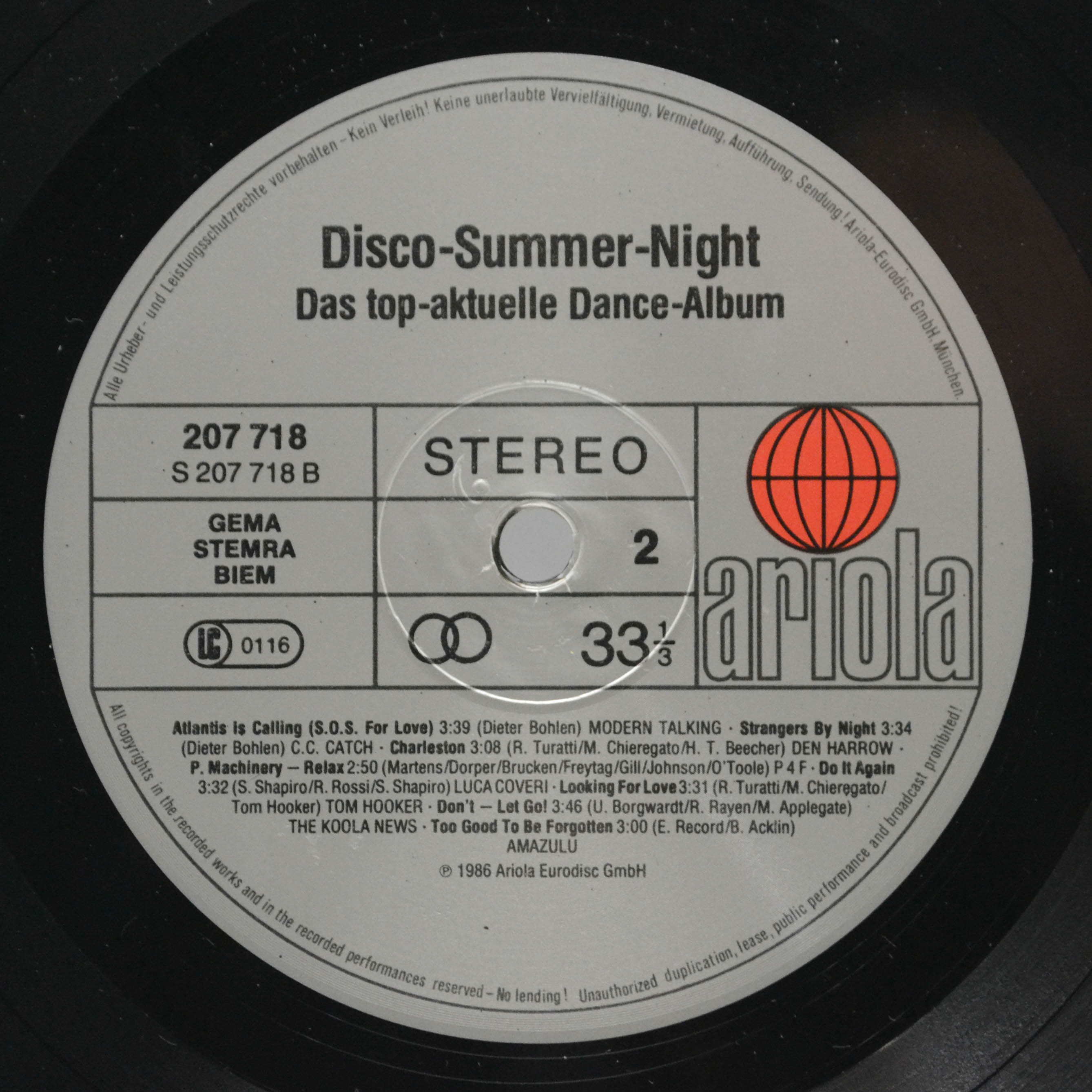 Various — Disco-Summer-Night, 1986