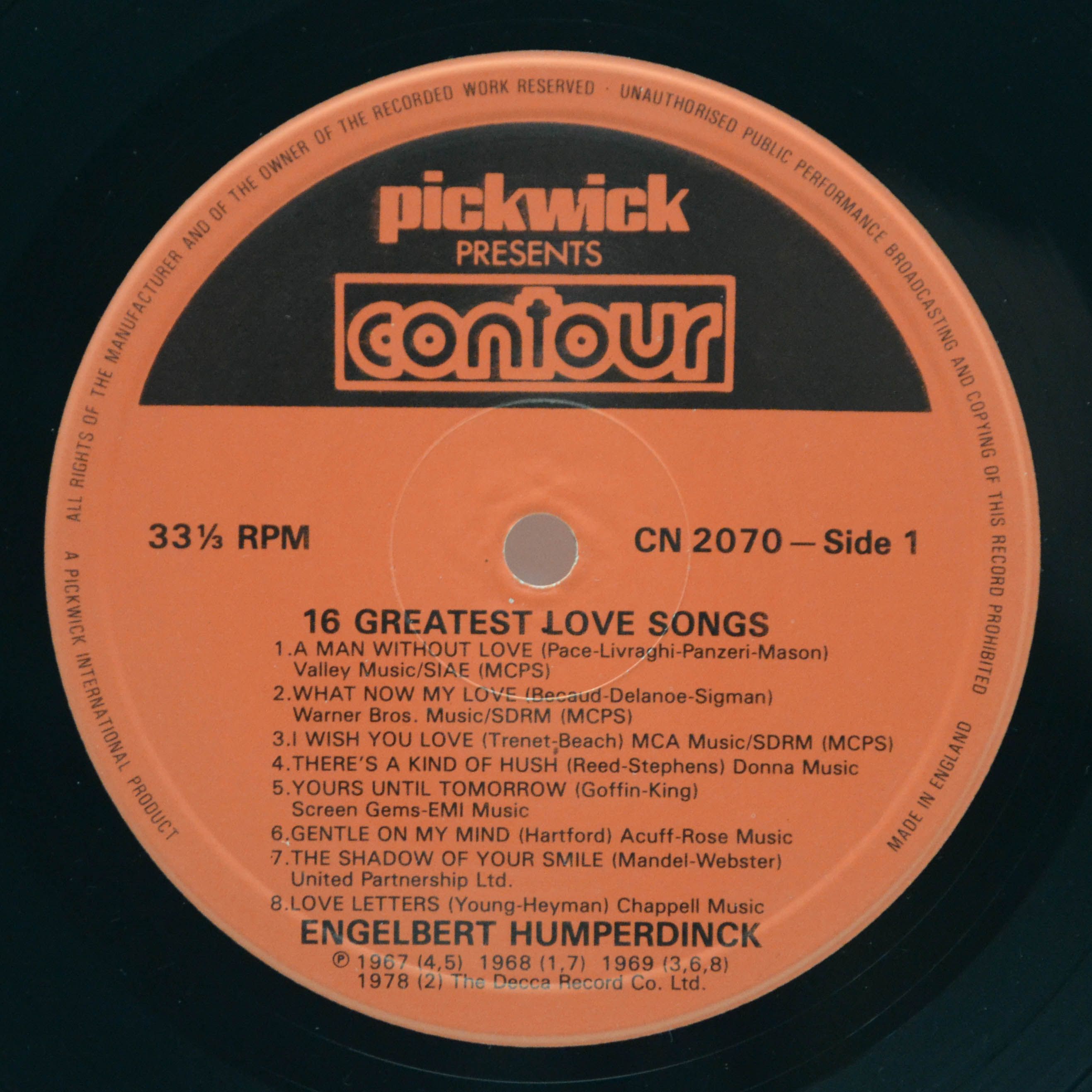 Engelbert Humperdinck — 16 Greatest Love Songs (UK), 1984