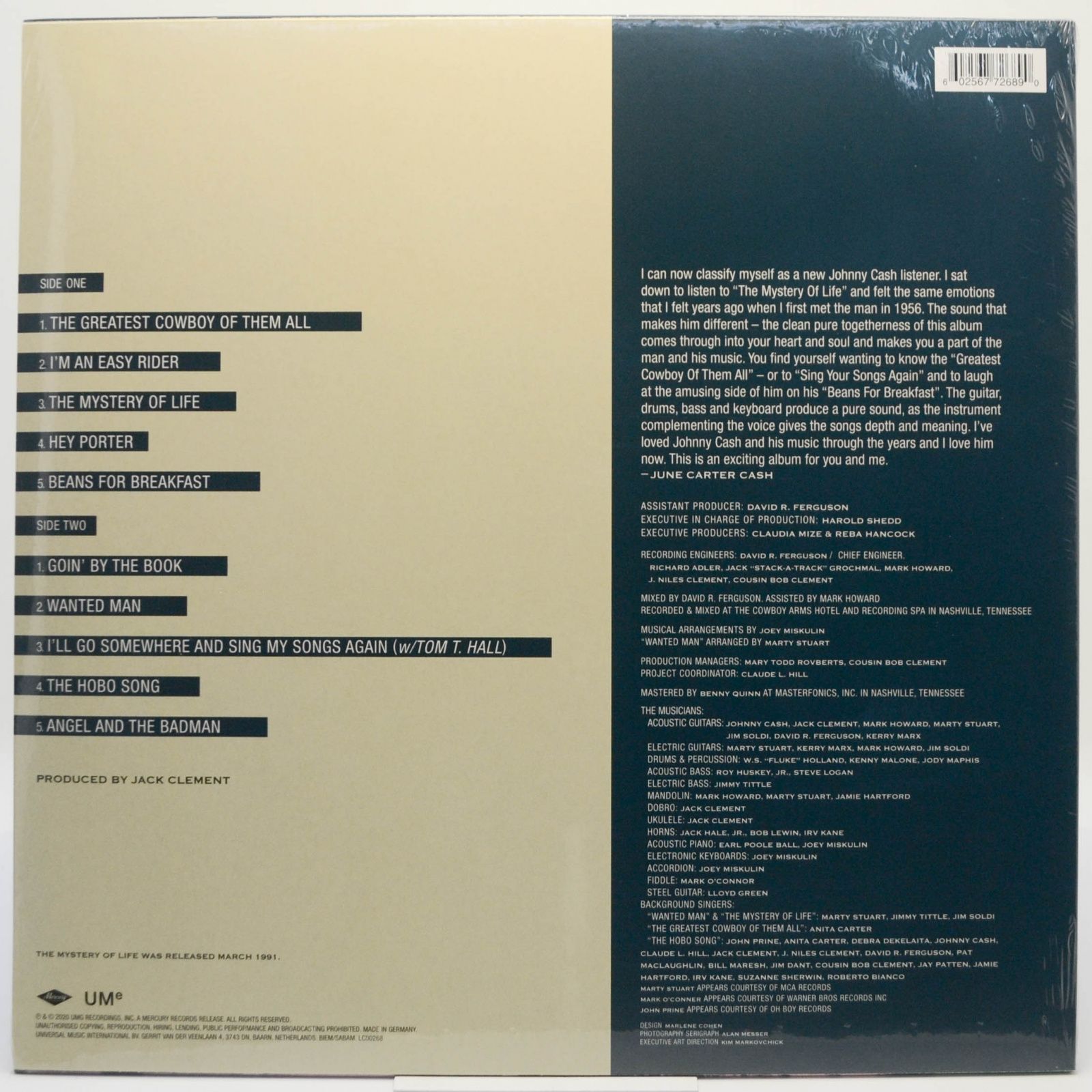 Виниловая пластинка Johnny Cash — The Mystery Of Life, 2020