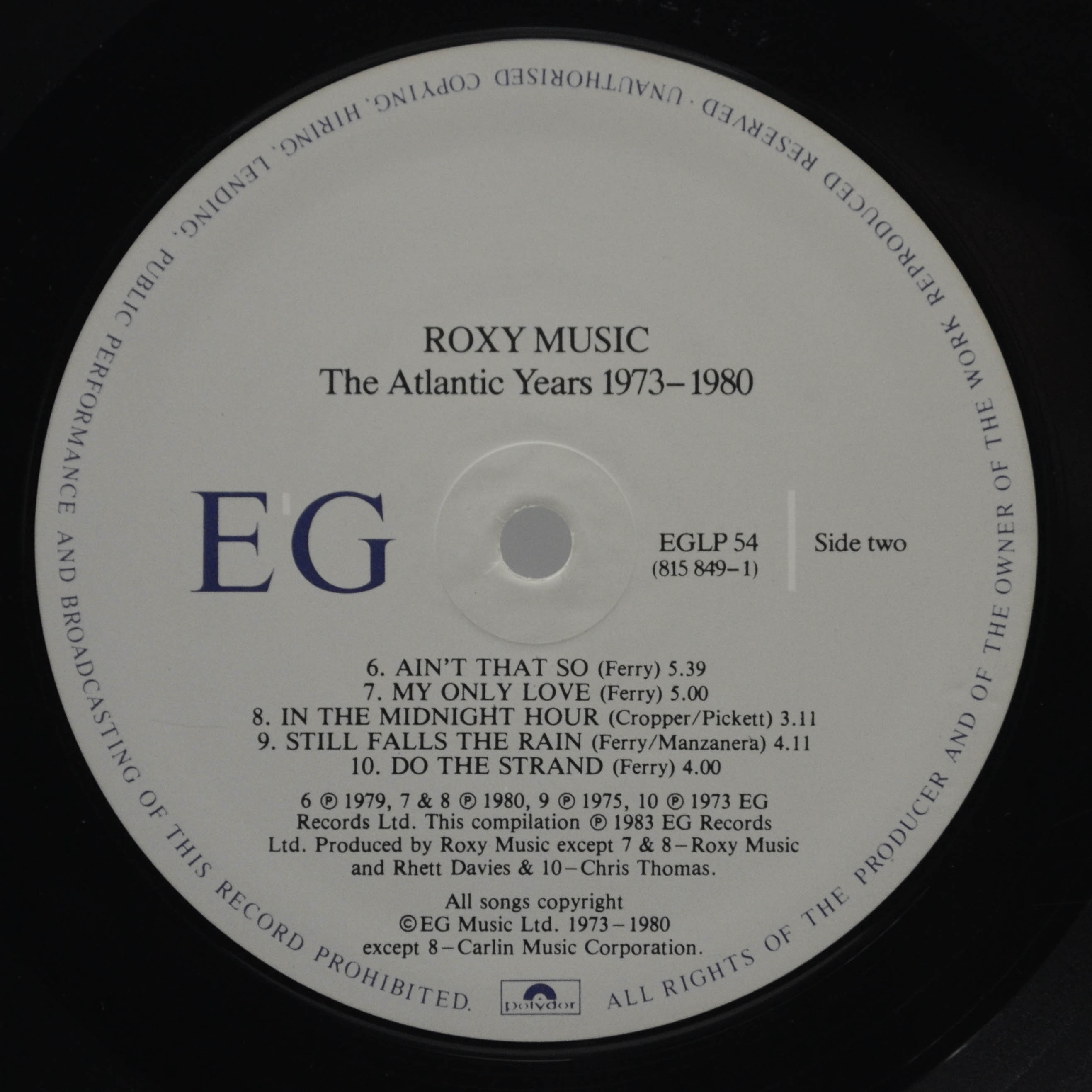 Виниловая пластинка Roxy Music — The Atlantic Years 1973 - 1980, 1983