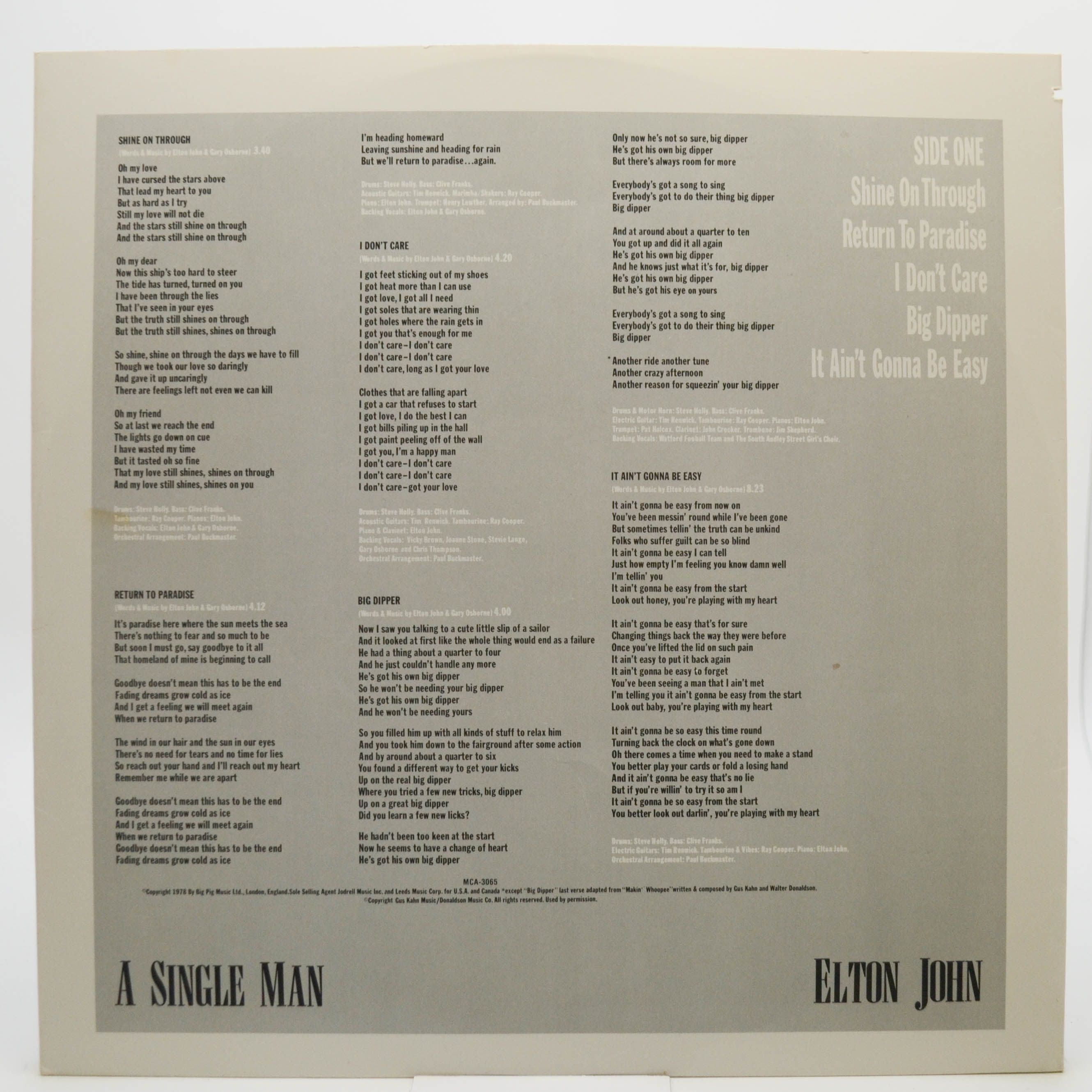 Elton John — A Single Man (USA), 1978
