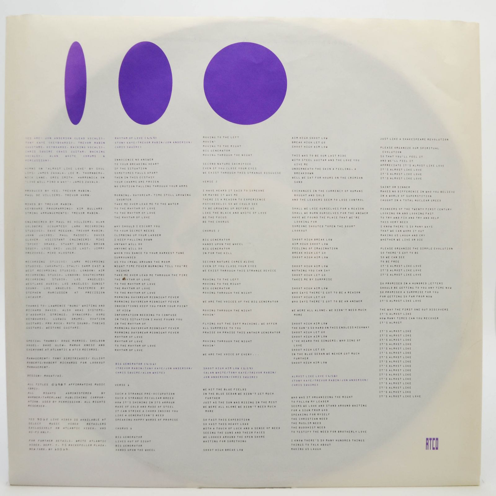 Виниловая пластинка Yes — Big Generator, 1987